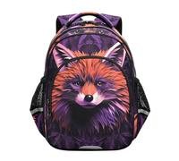 KAAVIYO Volpe Rossa Che Guarda Viola Mistica Zaino per Bambini 3-12 Anni Cartella Scuola Borsa per Bambini