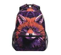 KAAVIYO Volpe Rossa Che Guarda Viola Mistica Zaino per Bambini Studente Scolastico Zaino da Bookbag Borsa Del Libro per Viaggio Teenager Ragazze Ragazzi Capretto