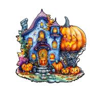 KaayeeWood Halloween Puzzle Legno Adulti-195 Pezzi Puzzle in Legno di Casa Zucca-2 Halloween Decorazioni Puzzle di legno di Sfida con Scatola Grandi Regali per gli Amanti del Puzzle