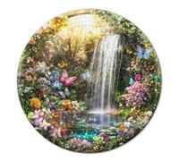 KaayeeWood Puzzle da 1000 pezzi, puzzle per adulti, farfalle e cascate, classici puzzle rotondi, per tutta la famiglia, decorazione per la casa e idea regalo (67,5 x 67,5 cm)
