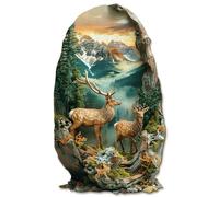 KaayeeWood Puzzle in Legno per Adulti,146 Pezzi Cervo Nella Foresta Puzzle di Legno con Scatola,Puzzle Irregolare Unico,Regalo di Compleanno per Adulti e Bambini