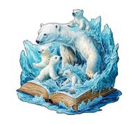 KaayeeWood Puzzle in Legno per Adulti,180 Pezzi Storia Degli Orsi Polari Puzzle di Legno con Scatola,Puzzle Irregolare Unico,Regalo di Compleanno per Adulti e Bambini