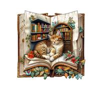KaayeeWood Puzzle in Legno per Adulti,195 Pezzi Gatto Nel Libro Puzzle di Legno con Scatola,Puzzle Irregolare Unico,Regalo di Compleanno per Adulti e Bambini