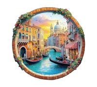 KaayeeWood Puzzle in Legno per Adulti,200 Pezzi Venezia Città D'acqua Puzzle di Legno con Scatola,Puzzle Irregolare Unico,Regalo di Compleanno per Adulti e Bambini
