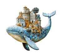 KaayeeWood Puzzle in Legno per Adulti,215 Pezzi Città delle Balene Puzzle di Legno con Scatola,Puzzle Irregolare Unico,Regalo di Compleanno per Adulti e Bambini