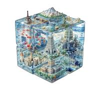KaayeeWood Puzzle in Legno per Adulti,240 Pezzi Città del Cubo Puzzle di Legno con Scatola,Puzzle Irregolare Unico,Regalo di Compleanno per Adulti e Bambini