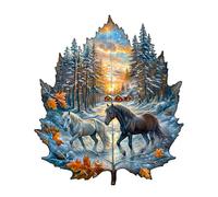 KaayeeWood Puzzle in Legno per Adulti,240 Pezzi L'inverno Dello Stallone Puzzle di Legno con Scatola,Puzzle Irregolare Unico,Regalo di Compleanno per Adulti e Bambini