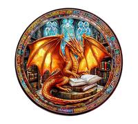 KaayeeWood Puzzle in Legno per Adulti,300 Pezzi Biblioteca del Drago Puzzle di Legno con Scatola,Puzzle Irregolare Unico,Regalo di Compleanno per Adulti e Bambini