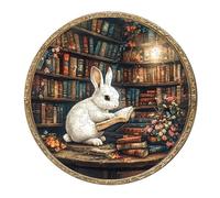 KaayeeWood Puzzle in Legno per Adulti,300 Pezzi Coniglio Della Biblioteca Magica Puzzle di Legno con Scatola,Puzzle Irregolare Unico,Regalo di Compleanno per Adulti e Bambini