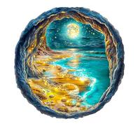 KaayeeWood Puzzle in Legno per Adulti,445 Pezzi Spiaggia al Chiaro di Luna Puzzle di Legno con Scatola,Puzzle Irregolare Unico,Regalo di Compleanno per Adulti e Bambini