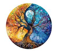 KaayeeWood Puzzle in Legno per Adulti,Moonlight Dreamscape Puzzle di Legno con Scatola,Puzzle Irregolare Unico,Regalo di Compleanno per Adulti e Bambini (Yin Yang Albero della Vita-9, L)