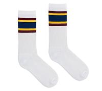 kabak Calzini sportivi a metà polpaccio Frottee anni '80 stile retrò aerobica corsa yoga unisex colori polsino elastico traspirante, Bianco/Borgogna, 36-41