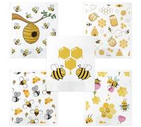 KABAKE - 5 pezzi di strofinacci da cucina svedesi, strofinacci riutilizzabili, strofinacci ecologici, assorbenti, lavabili e ad asciugatura rapida in spugna di cellulosa (Ape)