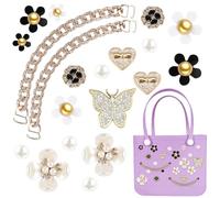 KABAKE Charms per Bogg Bag, perle di fiori di farfalla e catena Bling Set per sacca in gomma Compatibile con Simply Southern Beach Bag Insert per sacca da spiaggia, Eine Größe, Non pietra preziosa
