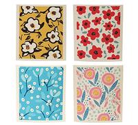 KABAKE Strofinacci svedesi per cucina, fiori misti, set di 4 panni in spugna riutilizzabili per la pulizia dei piatti, panni assorbenti, ad asciugatura rapida, lavabili, asciugamani per la pulizia