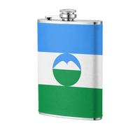 Kabardino - Fiaschetta tascabile con bandiera dei Balcari, 236 ml, in acciaio inox, per papà, testimone dello sposo, matrimonio, viaggi, campeggio