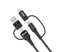 Kabel Wozinsky WNBAA 4-in-1 2x USB-C 1x USB-A 1x Lightning 60W 1 m - schwarz