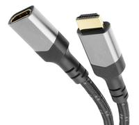 KabelDirekt - 10K & 8K HDMI prolunga, HDMI 2.1 b - Particolarmente flessibile, connettori metallici + intreccio - 4m (cavo di prolunga, 8K a 60Hz, PC, PS5, XB, monitor e TV - Nero-Argento)