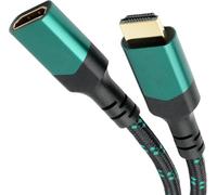 KabelDirekt - 10K & 8K HDMI prolungamento, HDMI 2.1 b - Particolarmente flessibile, connettori metallici + intreccio - 0,6m (cavo di prolungamento, 8K a 60Hz, PC, PS5, XB, monitor e TV - Nero-Verde)