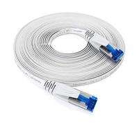 KabelDirekt - 15 m - Cavo Ethernet piatto e cavo LAN e cavo di rete (Cat7, 10 Gbit/s, spina RJ45, particolarmente flessibile, adatto alla posa, per collegamenti con fibra ultra veloce, bianco)