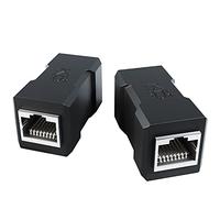 KabelDirekt 2 accoppiatori LAN - connettori di rete e accoppiatori Ethernet due prese RJ45, collega ed estende facilmente i cavi patch, CAT 7 per fino a 10 Gbit/s, nero