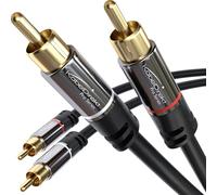 KabelDirekt - 2x Cavo RCA, Cinch da 1 m, cavo audio stereo 2 x 2 Cinch particolarmente resistente e con una qualità sonora brillante (coassiale, subwoofer, analogico e digitale)