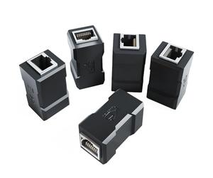 KabelDirekt 5 accoppiatori LAN - connettori di rete e accoppiatori Ethernet due prese RJ45, collega ed estende facilmente i cavi patch, CAT 7 per fino a 10 Gbit/s, nero