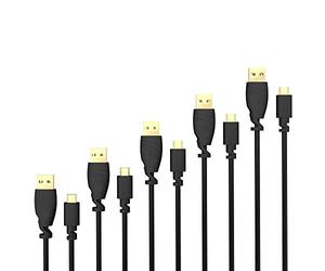 KabelDirekt - 5 x 0,5 m Cavo Micro-USB (USB 2.0, connettore USB-A a connettore Micro-B, per la Carica e la Sincronizzazione, Nero)