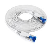 KabelDirekt - 7,5 m - Cavo Ethernet piatto e cavo LAN e cavo di rete (Cat7, 10 Gbit/s, spina RJ45, particolarmente flessibile, adatto alla posa, per collegamenti con fibra ultra veloce, bianco)