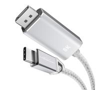 KabelDirekt - 8K USB C su DisplayPort 1.4 Cavo Adattatore con Connettori in Metallo - 0,5m (trasmette 8K/60Hz da Laptop/Smartphone a Grandi Schermi - DP 1.4, USB 3.1, Thunderbolt 3 - Bianco)