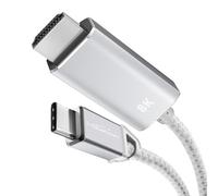 KabelDirekt - 8K USB C su HDMI adattatore cavo con connettori metallici - 3 m (trasmette video 8K a 60Hz da Notebook/Smartphone a TV - USB 3.1, Tipo C, Thunderbolt 3 - Bianco)