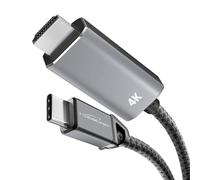 KabelDirekt - Adattatore cavo USB C a HDMI con connettori in metallo - 2m (trasmette video 4K a 60Hz da notebook/smartphone a TV - USB 3.1, Tipo C, Thunderbolt 3 - Nero)