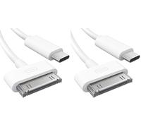 KabelDirekt - Adattatore USB-C a 30 pin per iPhone, iPad, iPod. Lunghezza 1m. Per dati, carica e sincronizzazione. Compatibile con iPhone 4S/4/3G/3/1, iPad 3/2/1, iPod. Colore bianco (Confezione da 2)