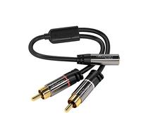 KabelDirekt - 0,2 m Adattatore Cavo (1 Connettore 3,5 mm Jack Femmina su 2 Connettori RCA Maschio, Coassiale Audio Stereo, Cavi RCA da 3,5 mm)