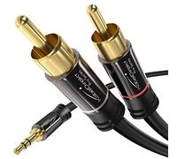 KabelDirekt - 1 m - Cavo adattatore da 3.5 mm a 2 RCA Maschio 2 prese RCA/phono, cavo splitter audio Y, per la connessione di smartphone/notebook e altre attrezzature a sistemi Hi-Fi/altoparlanti