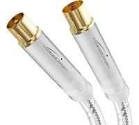 KabelDirekt - Cavo antenna 4K, coassiale, TV - Connettori metallici e intreccio - 15m - Per TV digitale e analogica (connettore maschio-femmina, per DVB-C/T/S - Bianco)