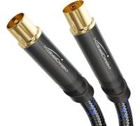 KabelDirekt - Cavo antenna 4K, coassiale, TV - Connettori metallici e intreccio - 7,5m - Per TV digitale e analogica (connettore maschio-femmina, per DVB-C/T/S - Nero)