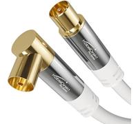 KabelDirekt - Cavo Antenna TV 4K, Coassiale - 90° angolato/dritto - 1,5 m - Cavo TV digitale/analogico - Disponibile in 0,5-20 m (Presa angolata/Spina dritta, per DVB-C/DVB-T/DVB-S, bianco)
