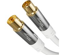 KabelDirekt - Cavo Antenna TV 4K, Coassiale - 7,5 m - Cavo TV digitale e analogica, connettori in metallo - Disponibile in 0,5-20 m (Spina a presa, per DVB-C/DVB-T/DVB-S, bianco)