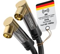 KabelDirekt - Cavo Antenna TV 4K, Coassiale - 90° angolato - 2x 1 m - Cavo TV digitale e analogico - Disponibile in 0,5-20 m (Spina angolata/Presa angolata, per DVB-C/DVB-T/DVB-S, nero)