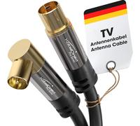 KabelDirekt - Cavo Antenna TV 4K, Coassiale - 90° angolato/Dritto - 1 m - Cavo TV Digitale/analogico - Disponibile in 0,5-20 m (Presa Dritta/Spina angolata, per DVB-C/DVB-T/DVB-S, Nero)