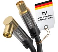 KabelDirekt - Cavo Antenna TV 4K, Coassiale - 90° angolato/dritto - 1 m - Cavo TV digitale/analogico - Disponibile in 0,5-20 m (Presa angolata/Spina dritta, per DVB-C/DVB-T/DVB-S, nero)