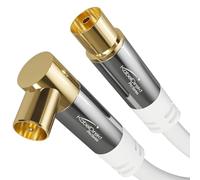 KabelDirekt - Cavo Antenna TV 4K, Coassiale - 90° angolato/dritto - 15 m - Cavo TV digitale/analogico - Disponibile in 0,5-20 m (Presa dritta/Spina angolata, per DVB-C/DVB-T/DVB-S, bianco)