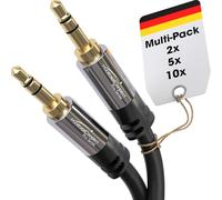 KabelDirekt - Cavo Aux & Jack 3,5 mm - 2x 5 m - Connettori in Metallo Infrangibili - Disponibile in 0,3-10 m (Cavo Audio, Jack 3.5mm per Telefono, PC/Portatile, Auto e HiFi, nero)