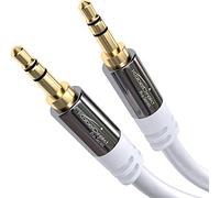 KabelDirekt - Cavo Aux & Jack 3,5 mm - 5 m - Connettori in Metallo Infrangibili - Disponibile in 0,3-10 m (Cavo Audio, Jack 3.5mm per Telefono, PC/Portatile, Auto e HiFi, bianco)