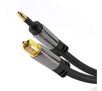 KabelDirekt - Cavo ottico audio digitale Mini-TOSLINK con protezione del segnale - 3 m Mini-TOSLINK a TOSLINK, cavo digitale S/PDIF/cavo ottico per soundbar, sistemi stereo/amplificatori, Hi-Fi