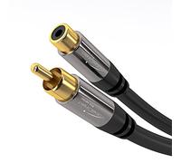 KabelDirekt - 10 m - Cavo di prolunga Cinch, Audio/Digitale/Video (cavo coassiale, connettori Maschio/femmina RCA, per subwoofer/amplificatore/HiFi, audio analogico/digitale video composito, 75 ohm)