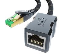KabelDirekt - Cavo di prolunga Ethernet, design resistente alla rottura con rivestimento in nylon flessibile - 1,5 m (10 Gbps, CAT7, Maschio/femmina, prolunga i cavi di rete alla massima velocità)