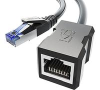 KabelDirekt - Cavo di prolunga LAN ed Ethernet, costruita per resistere agli urti - 1 m (10 Gbit/s, Cavo CAT 7 da Maschio a femmina, RJ45, estensione dei cavi di rete alla massima velocità, nero)