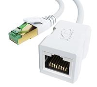 KabelDirekt - Cavo di prolunga LAN ed Ethernet, costruita per resistere agli urti - 2 m (10 Gbit/s, Cavo CAT 7 da Maschio a femmina, RJ45, estensione dei cavi di rete alla massima velocità, bianco)